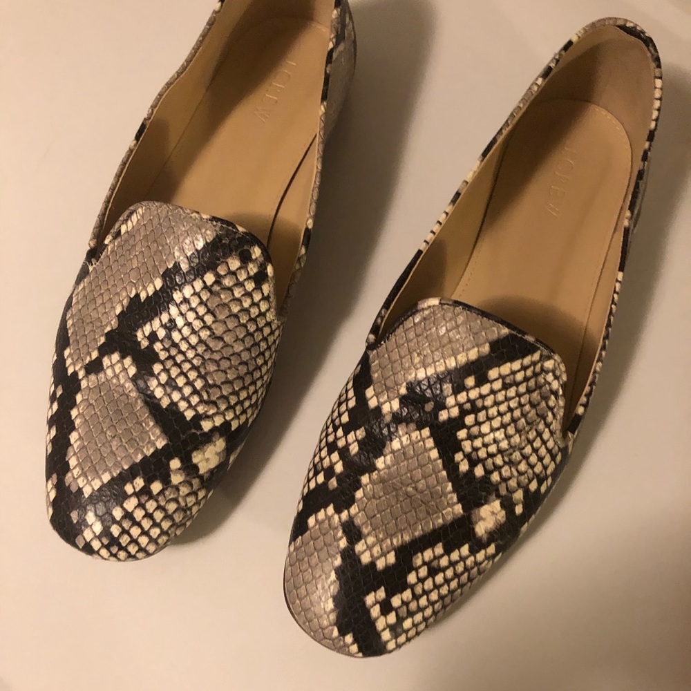 J crew snakeskin loafers